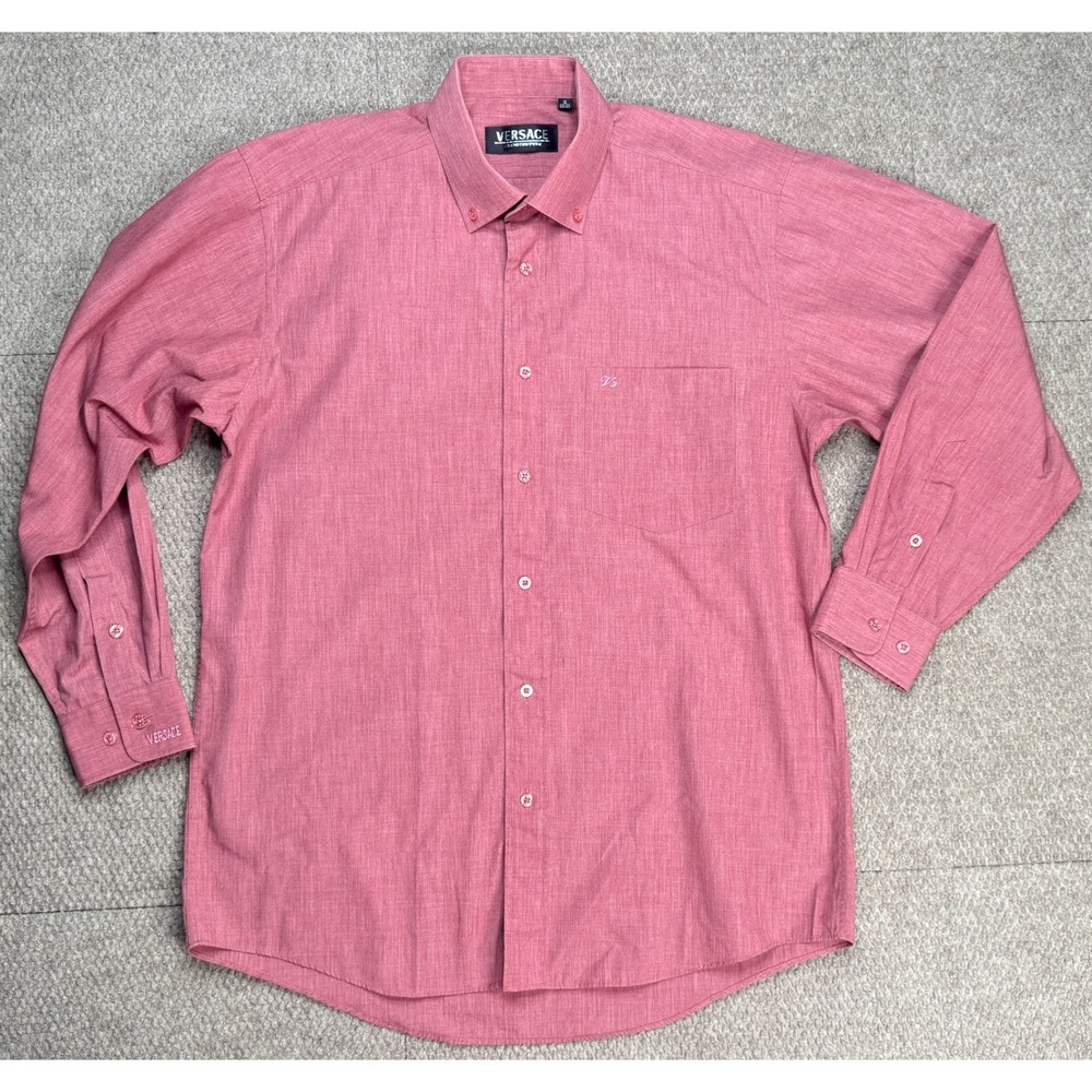 Versace Jeans Couture Vtg Mens Wrist Embroidered Long Sleeve Shirt Size 16 32/33